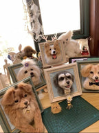 Custom Pet Wool Felt Portrait – Half Body Framed Sculpture