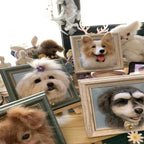 Custom Pet Wool Felt Portrait – Half Body Framed Sculpture