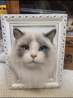 Custom Pet Wool Felt Portrait – Half Body Framed Sculpture