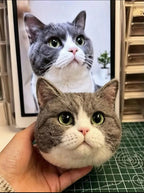 Custom Pet Wool Felt Head Keychain – Handmade 3D Portrait Charm