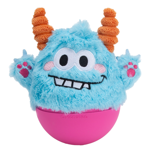 Blue Little Monster Plush Tumbler Squeaker Dog Toy – Self-Righting Interactive Toy