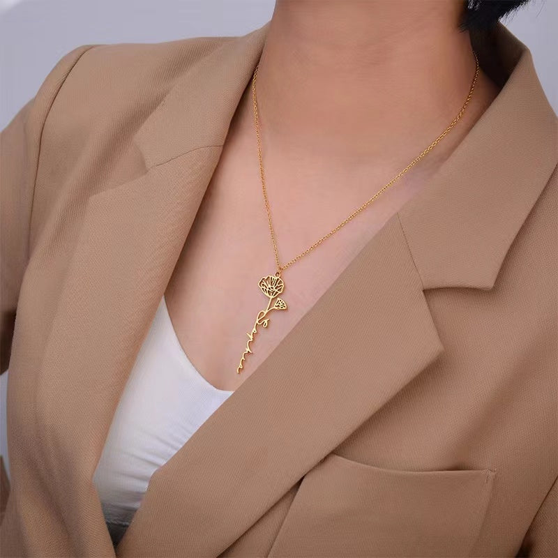 Personalized Flower Name Necklace