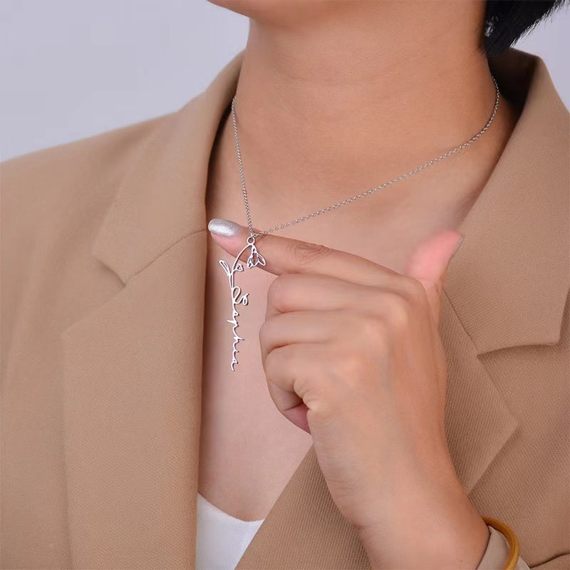 Personalized Flower Name Necklace