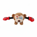 Plush Boxing Monkey Squeaker Rope Dog Toy in brown