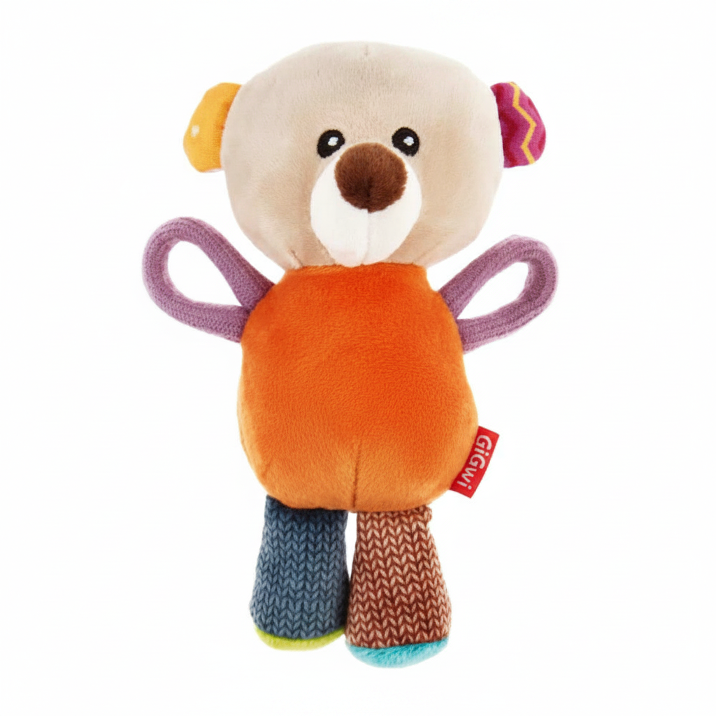 Plush Medal Bear Squeaker Rope Dog Toy