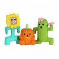 QMonster Kung Fu Family Squeaker Rubber Dog Toy Set – Sunflower, Pumpkin, Cactus