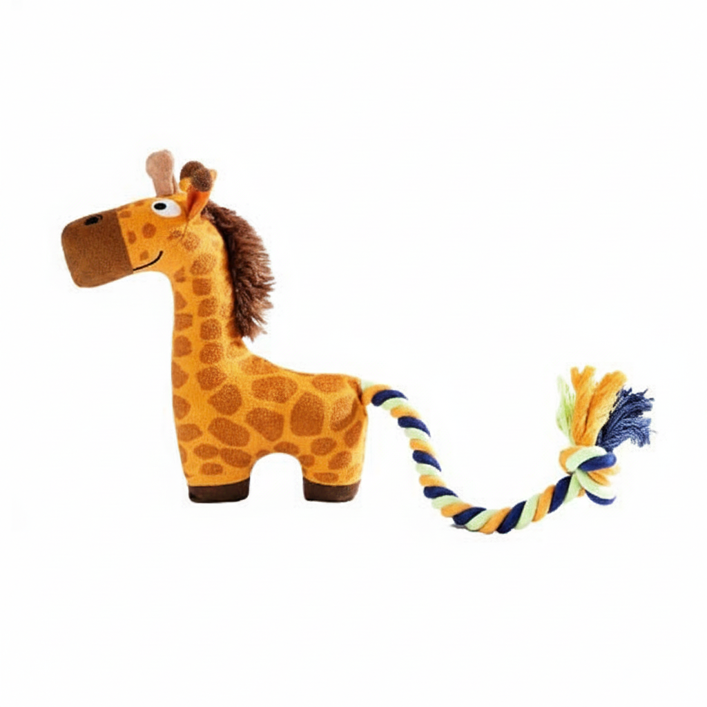 Plush Giraffe Squeaker Rope Dog Toy