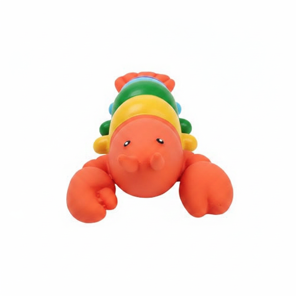 QMonster Jumping Lobster Rainbow Ocean Squeaker Natural Latex Dog Toy