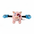 Plush Boxing Pig Squeaker Rope Dog Toy in pink