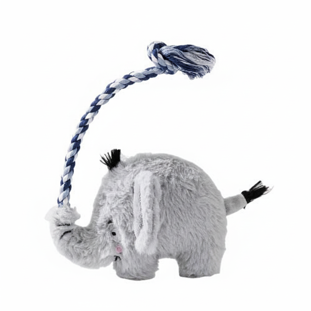 Plush Elephant Squeaker Rope Dog Toy