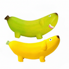 Banana Squeaker Rubber Dog Toy – Green and Yellow by Furryo Studio